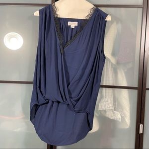 Velvet by Graham and Spencer blue lace detail top.